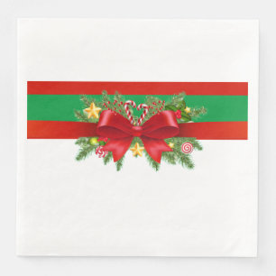 Serviette En Papier Lié Dans Un Bow Rouge