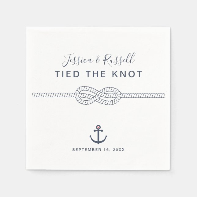 Serviette En Papier Lied Le Mariage Ancre Knot (Devant)