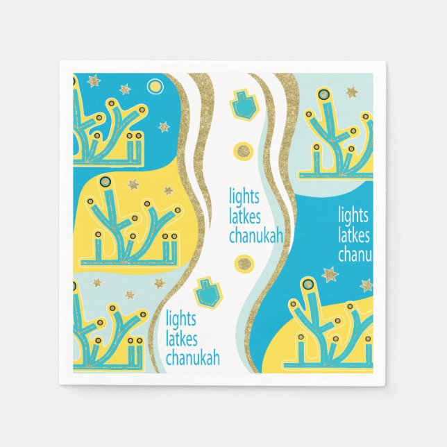 Serviette En Papier Lights Latkes Chanukah (Devant)