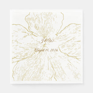 Serviette En Papier Ligne artistique florale botanique dorée pour mari