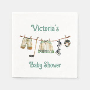 Serviette En Papier Ligne de Baby shower du petit joueur de hockey