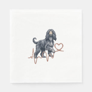 Serviette En Papier Ligne de battement de coeur de chien Afghan Hound
