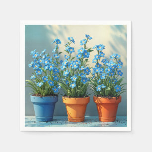 Serviette En Papier Ligne des pots de fleurs oubliés-moi-pas