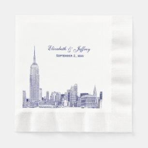 Serviette En Papier Ligne d'horizon de NYC 01 Gravure DIY Fond de coul