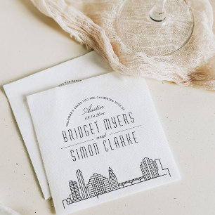 Serviette En Papier Ligne Skyline Austin Deco Mariage, événement Nap