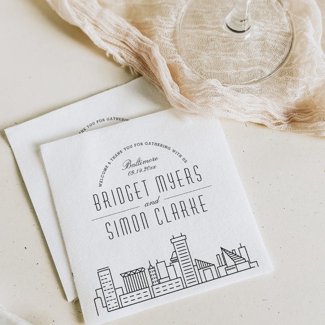 Serviette En Papier Ligne Skyline Baltimore Deco | Mariage Événement N (Créateur téléchargé)