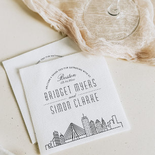 Serviette En Papier Ligne Skyline Boston Déco Mariage, événement Nap