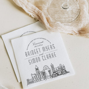 Serviette En Papier Ligne Skyline Cincinnati Deco Mariage, événement