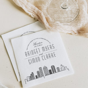 Serviette En Papier Ligne Skyline Houston Deco Mariage, événement Na
