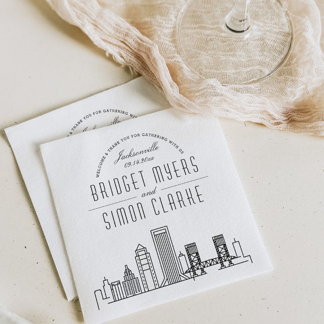 Serviette En Papier Ligne Skyline Jacksonville Deco | Mariage Événemen (Créateur téléchargé)
