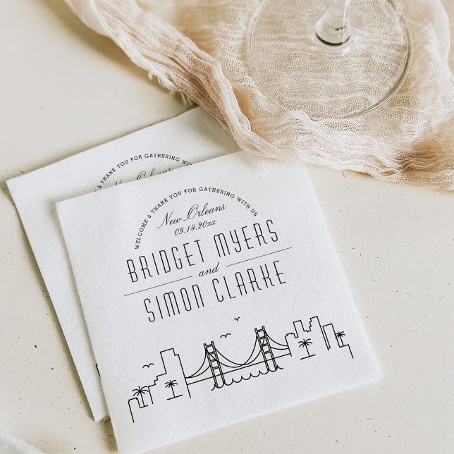 Serviette En Papier Ligne Skyline New Orleans Deco | Mariage, événemen (Créateur téléchargé)