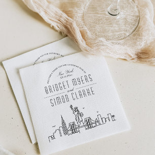 Serviette En Papier Ligne Skyline New York City Deco Mariage, événem
