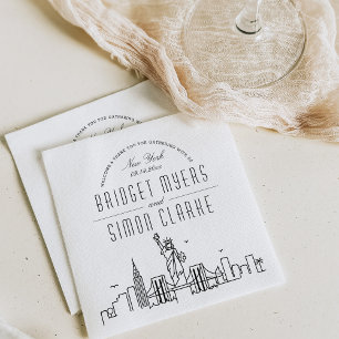 Serviette En Papier Ligne Skyline New York Déco   Mariage, événement N