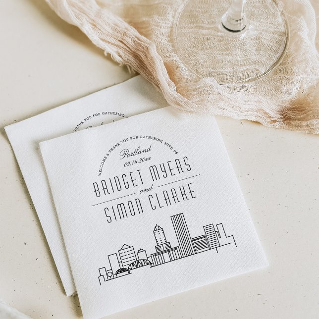 Serviette En Papier Ligne Skyline Portland Deco | Mariage, événement N (Créateur téléchargé)