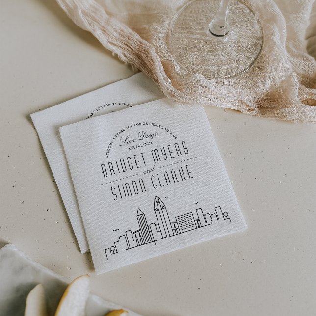Serviette En Papier Ligne Skyline San Diego Deco | Mariage Événement N (Créateur téléchargé)