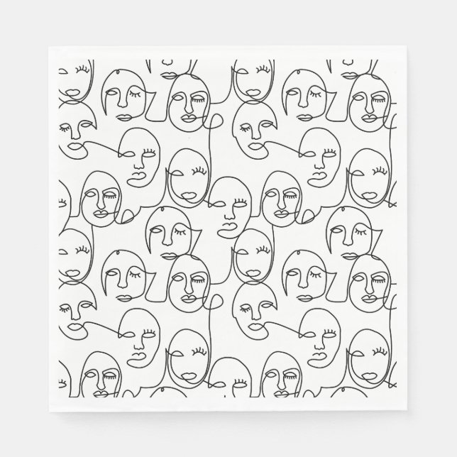 Serviette En Papier Lignes Abstraites modernes face à l'art de ligne c (Devant)