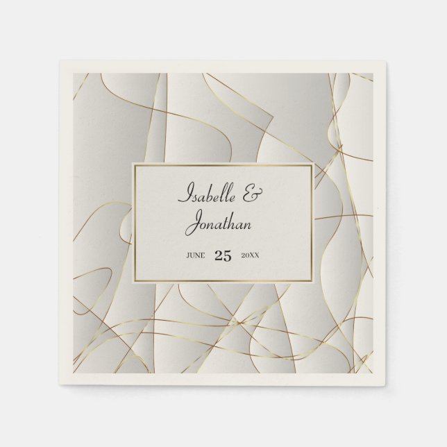 Serviette En Papier Lignes de courbe d'or (Devant)