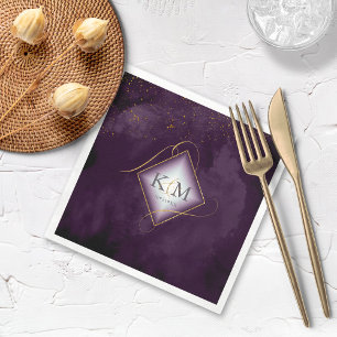 Serviette En Papier Lignes fines Gold Abstrait Mariage V2 Plum ID867