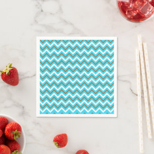 Serviette En Papier Lignes géométriques bleues marron blanches en zig 