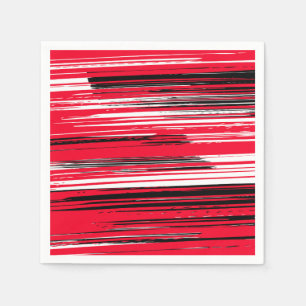 Serviette En Papier Lignes peintes à la main - rouge