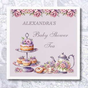 Serviette En Papier Lilac Blush Rose Floral Tea Party Baby shower