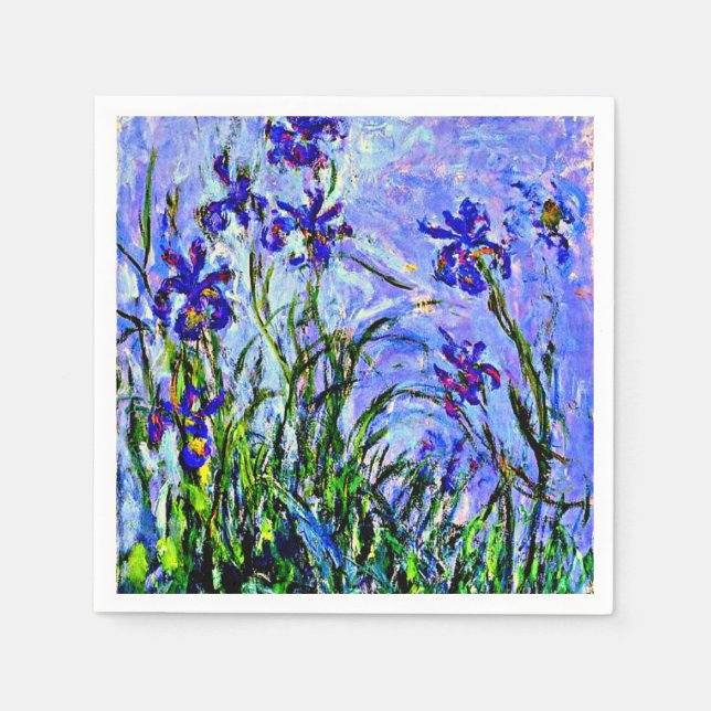 Serviette En Papier Lilac Irises par Claude Monet (Devant)