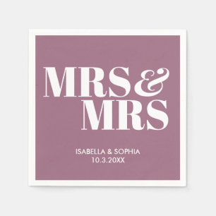 Serviette En Papier Lilac Mme & Mme Mariage personnalisée Napkins