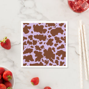 Serviette En Papier Lilac Purple moderne et peau Brown de vache Imprim