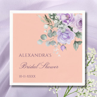 Serviette En Papier Lilas Péché Fleur de Pivoine Baby Shower Mariée