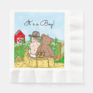 Serviette En Papier Lil'Cowboy et Teddy Bear Baby shower