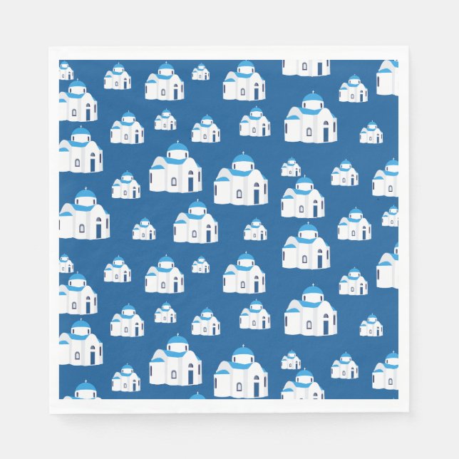 Serviette En Papier L'île grecque Santorin Blue Dome (Devant)