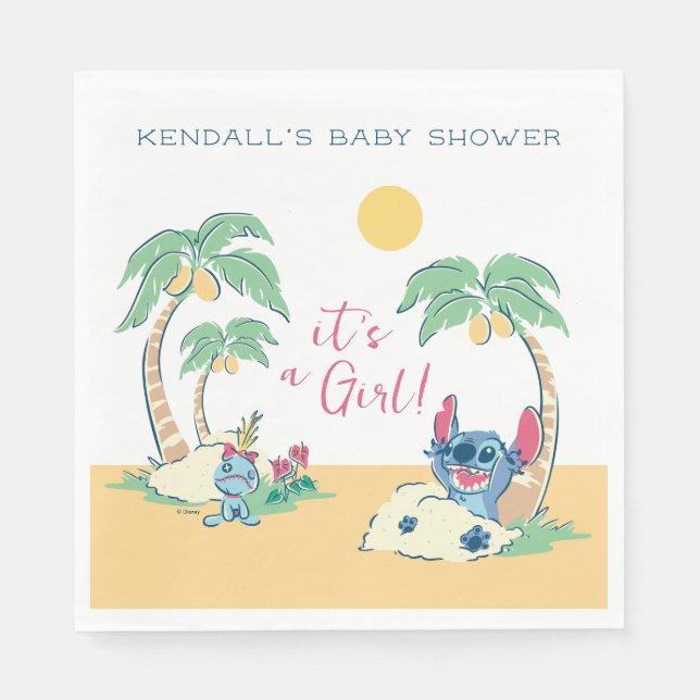 Serviette En Papier Lilo et Stitch Beach | Baby shower fille (Devant)