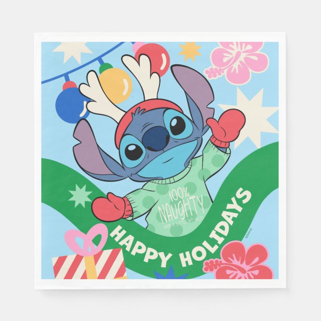 Serviette En Papier Lilo et Stitch | Stitch Happy Holidays (Devant)