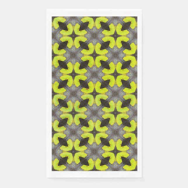 Serviette En Papier Lime Green et Motif tropical noir (Devant)