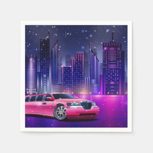 Serviette En Papier Limousine Rose Limousine de Ville Fête d'anniversa