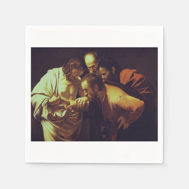 Serviette En Papier L'Incrédulité de Saint Thomas par Caravaggio (Devant)
