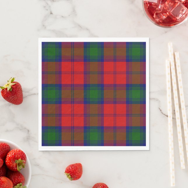 Serviette En Papier Lindsay tartan rouge vert plaid (En situation)