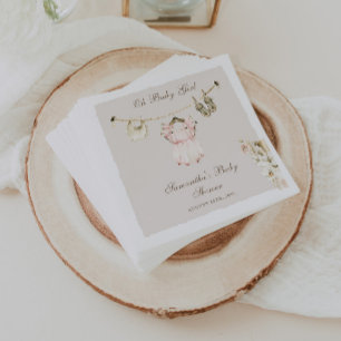 Serviette En Papier Linge de bébé fille herbe des Pampas Baby Shower