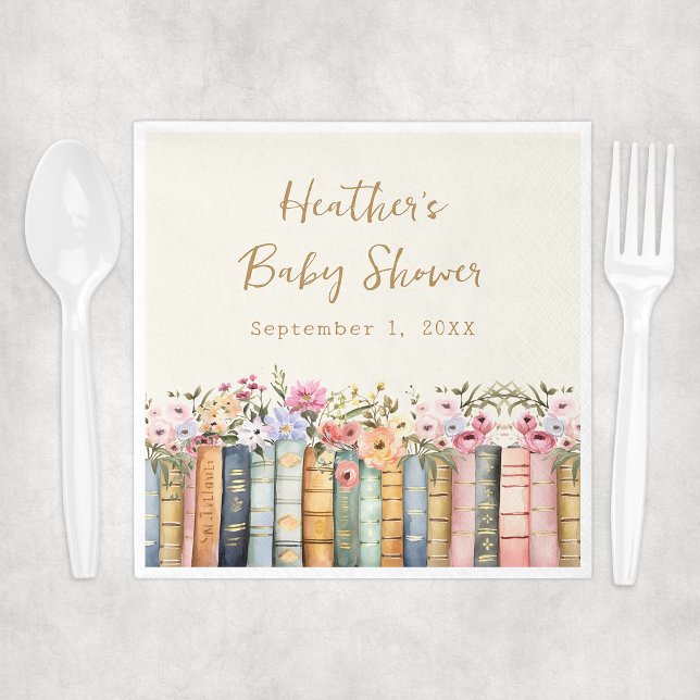 Serviette En Papier Linge de bébé Livre (Wildflower Books Baby Shower Napkin by Painted Paperie
)