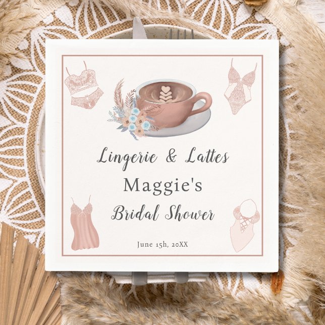 Serviette En Papier Lingerie & Lattes Enterrement de Vie de Jeune Fill (Créateur téléchargé)