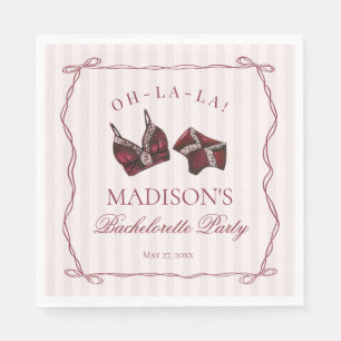 Serviette En Papier Lingerie rouge Bourgogne pour enterrement de vie d