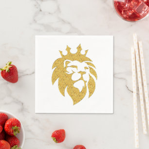 Serviette En Papier Lion Avec Couronne - Style Or 1
