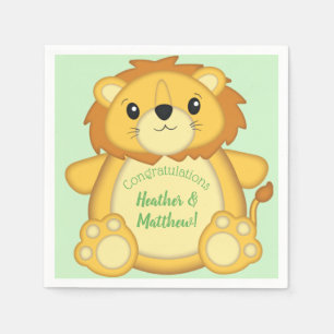Serviette En Papier Lion Baby shower vert