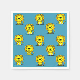 Serviette En Papier Lion bleu mignon