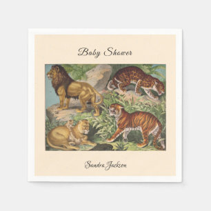 Serviette En Papier Lion cat jungle Sexe neutre Baby shower par courri