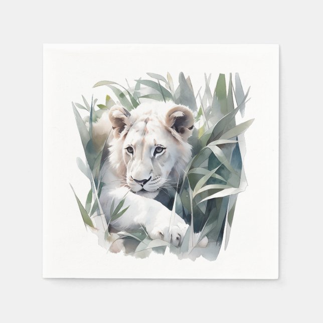 Serviette En Papier Lion de la Mare Jungle (Devant)