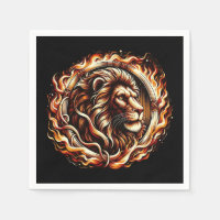 Lion flamboyant en anneau d'astrologie des flammes