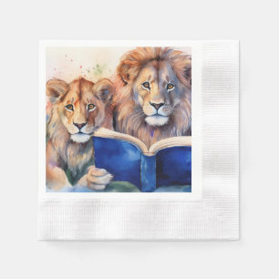 Serviette En Papier Lion Sober Lion et Cub Lecture Big Book
