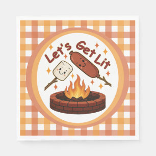 Serviette En Papier Lit Firepit - mignon Marshmallow & Hot Dog
