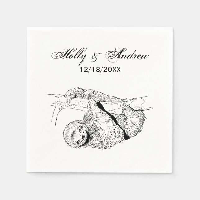 Serviette En Papier Lithographie de dessin de la Sloth #1 (Devant)